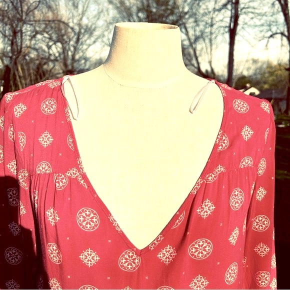 H&M L.O.G.G. Vintage Red Boho Slip Dress Sz.8 or M - Picture 11 of 13